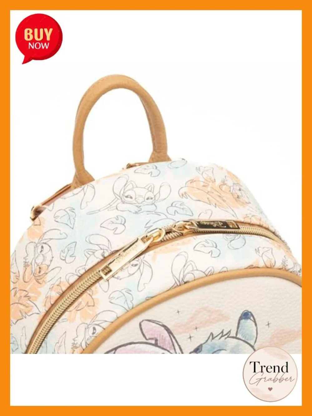 Stitch Angel Faux Leather Mini Backpack Fashion Daypack Adjustable Straps